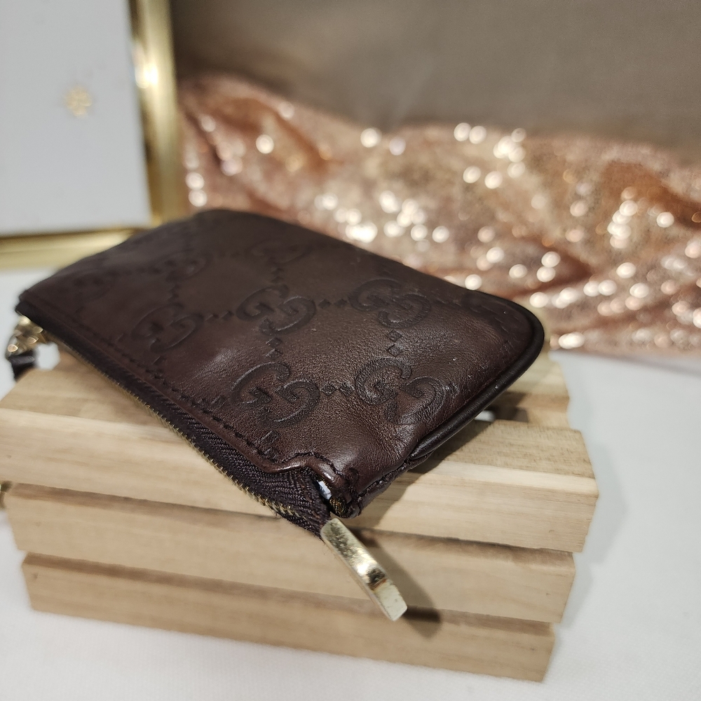 Authentic Gucci Guccissima Brown Leather Keychain Pouch With Retail Bag - Picture 9 of 17